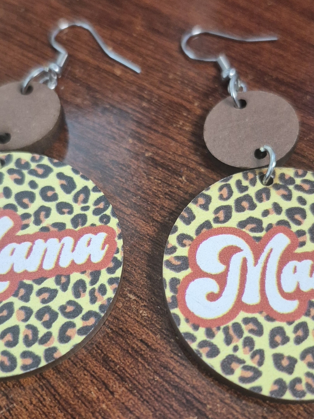Mama Leopard Print Drop Earrings - Yellow & Brown